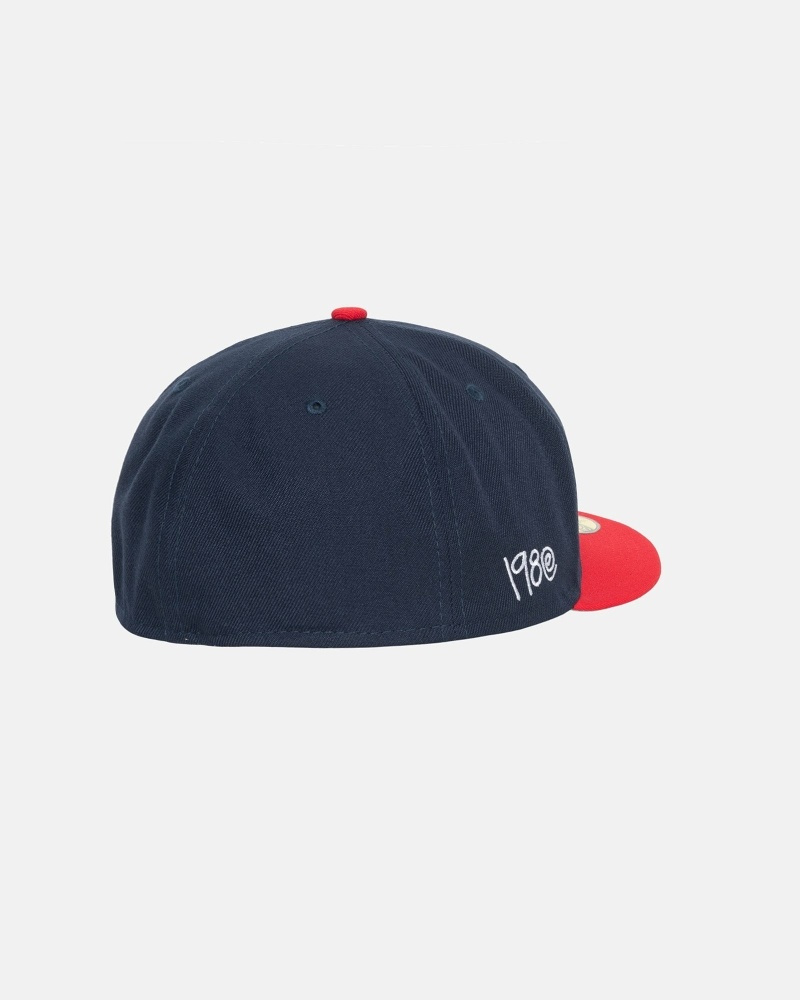 Blue Red Men's Stussy Curly S 59Fifty New Era Caps | AU0000433