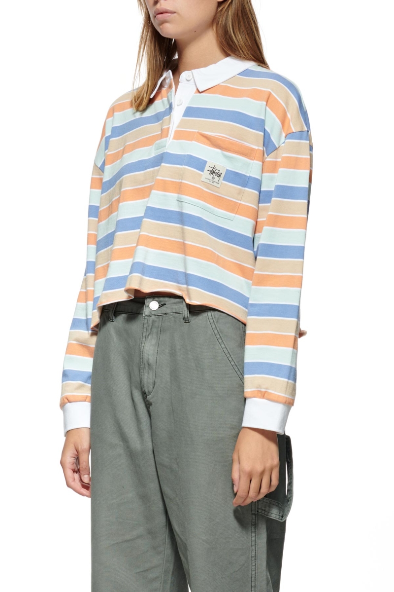 Blue Women's Stussy Anders Stripe Rugby Shirts | AU0000291