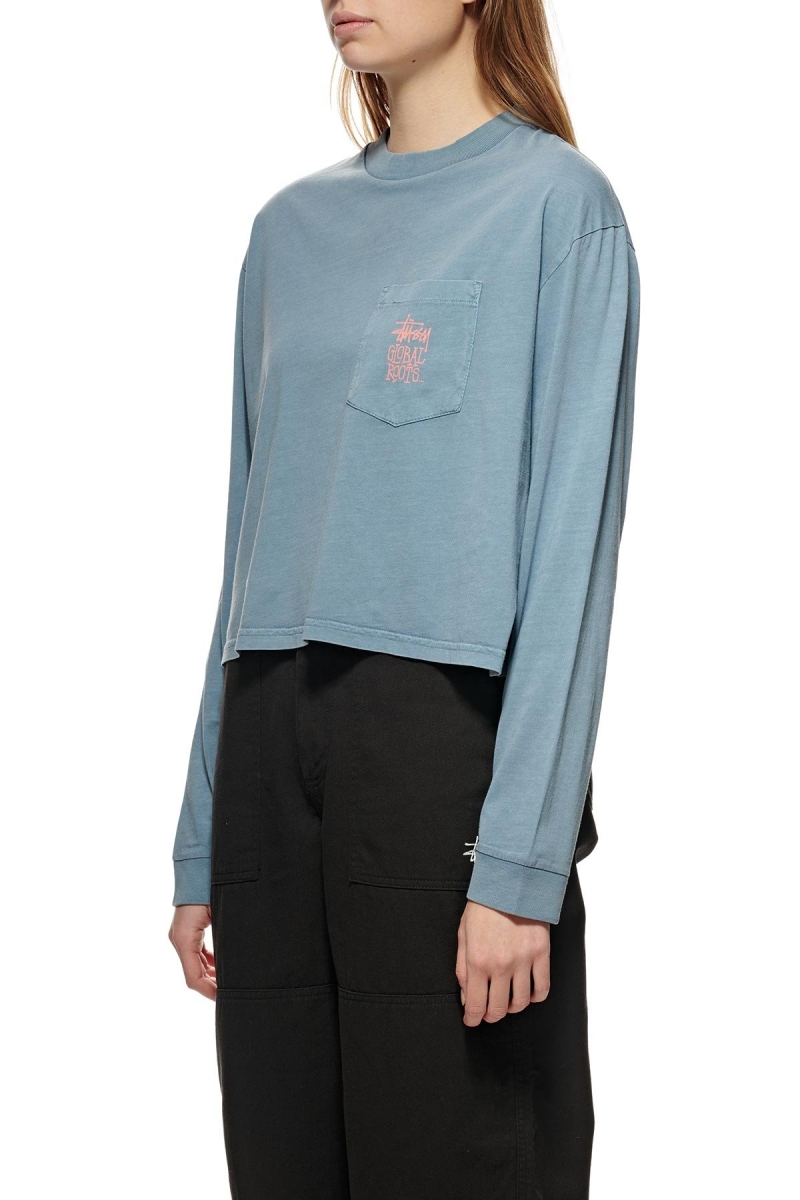 Blue Women's Stussy Graffiti Pigment LS Boxy Sweatshirts | AU0000922