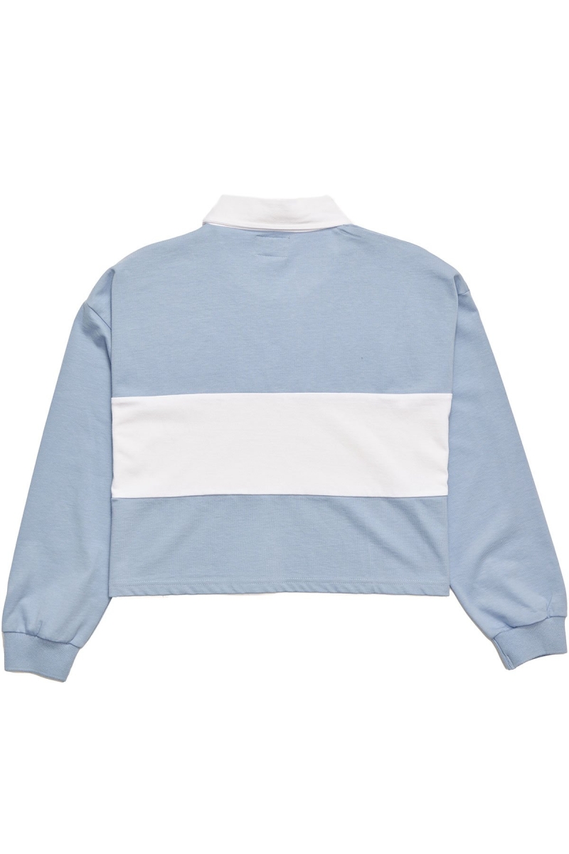 Blue Women's Stussy INT. Panelled Rugby Sweatshirts | AU0000929