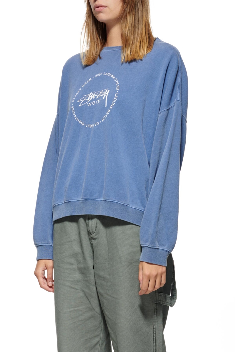 Blue Women's Stussy Laguna Overdyed Marle Crew Sportswear | AU0000774