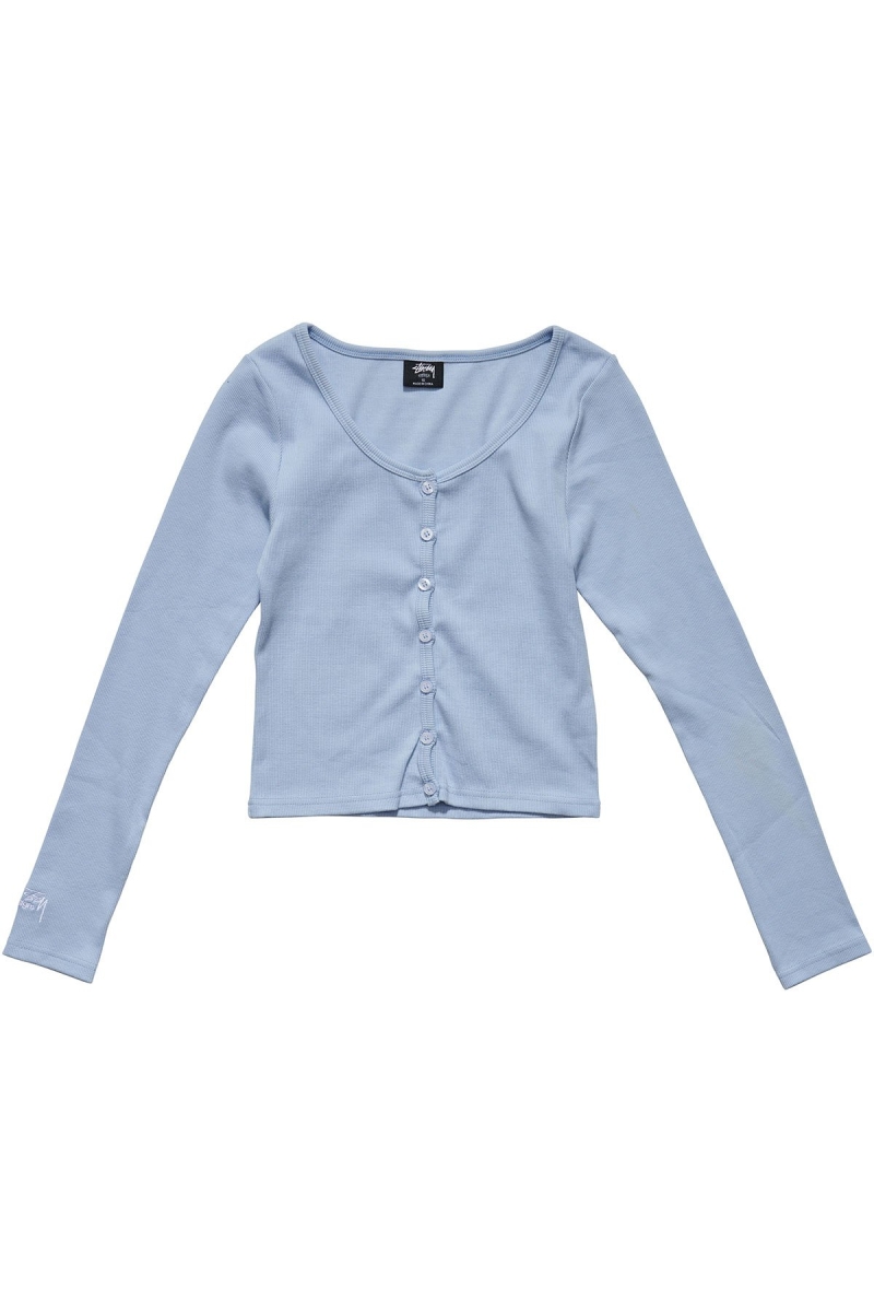 Blue Women\'s Stussy Mission Rib Button Through Sweatshirts | AU0000941