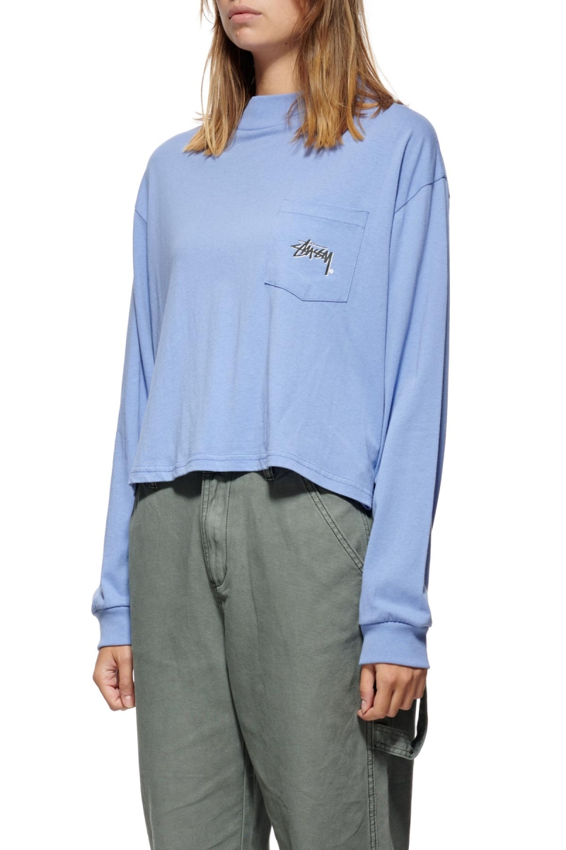 Blue Women's Stussy Stock Mock Neck LS Sweatshirts | AU0000956