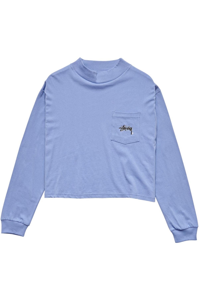 Blue Women\'s Stussy Stock Mock Neck LS Sweatshirts | AU0000956