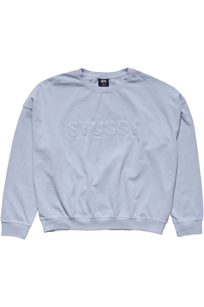 Blue Women\'s Stussy Trail Embroidered Rugby Crew Sweaters | AU0000859