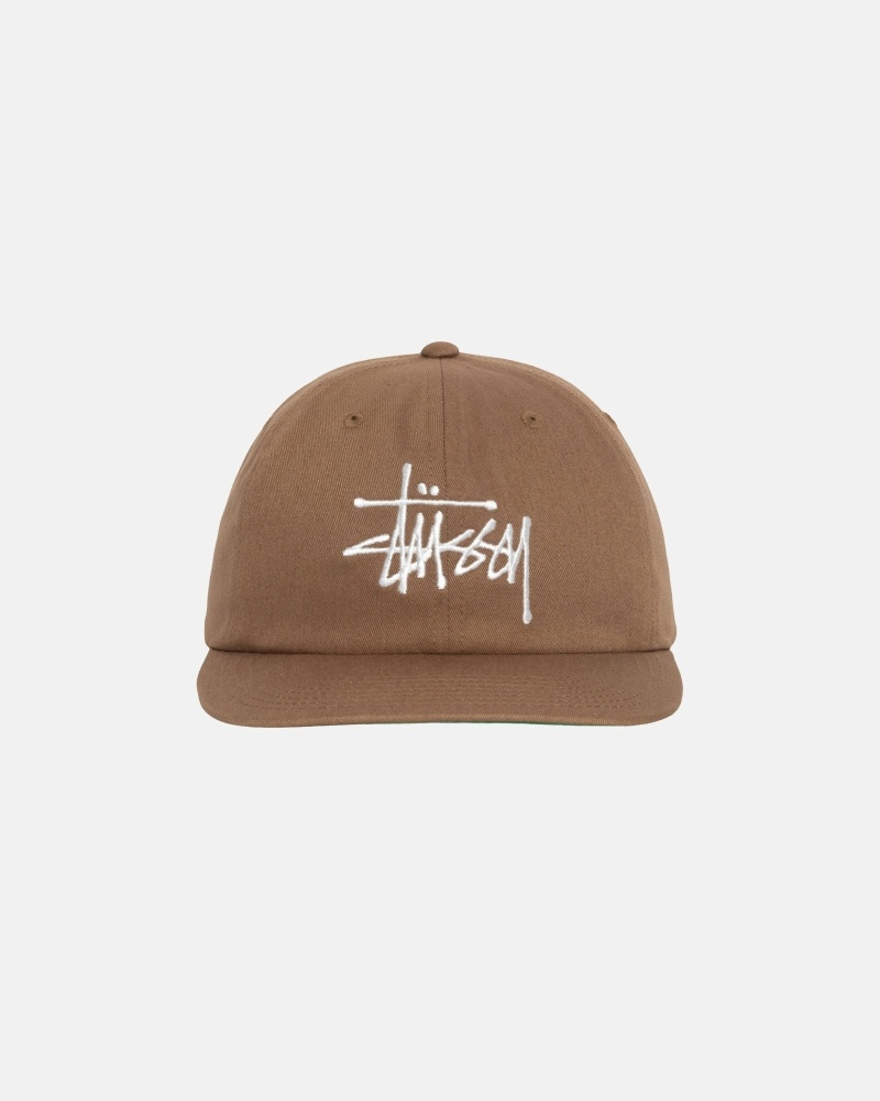 Brown Men\'s Stussy Basic Strapback Caps | AU0000394