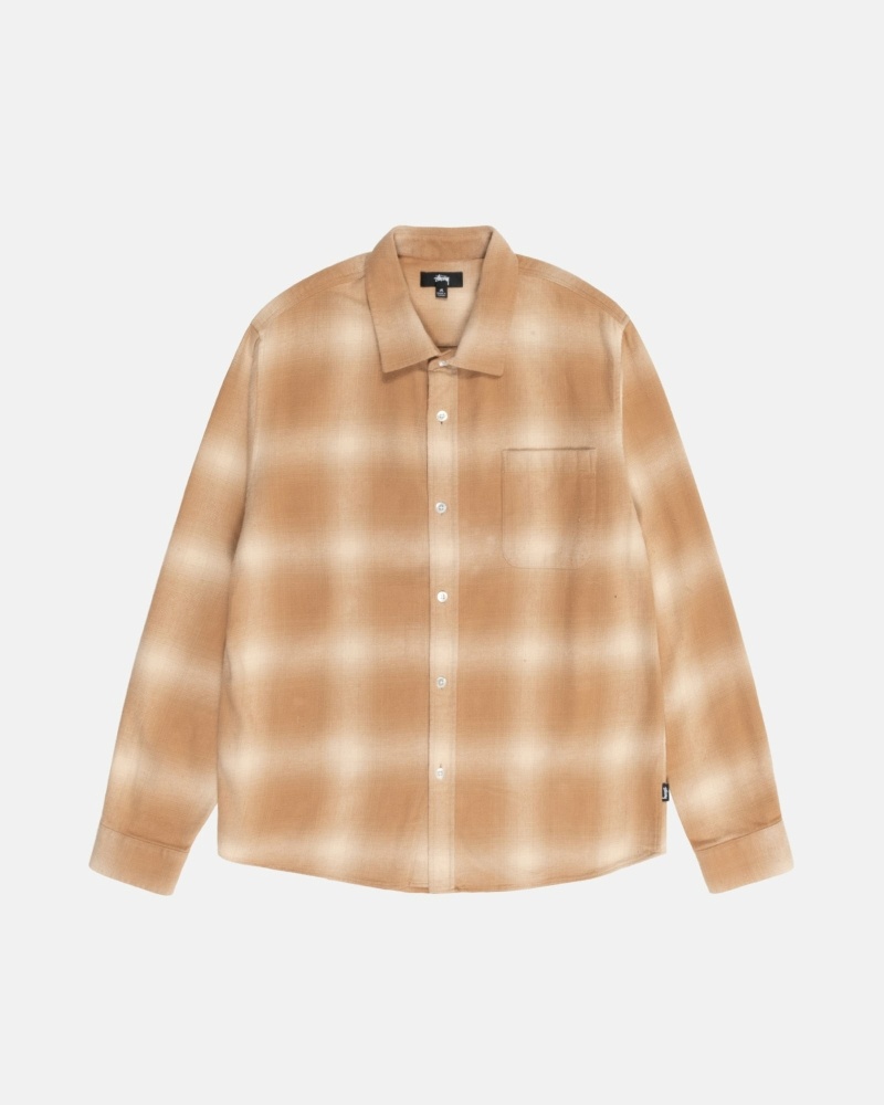 Brown Men\'s Stussy Bay Plaid Shirts | AU0000295