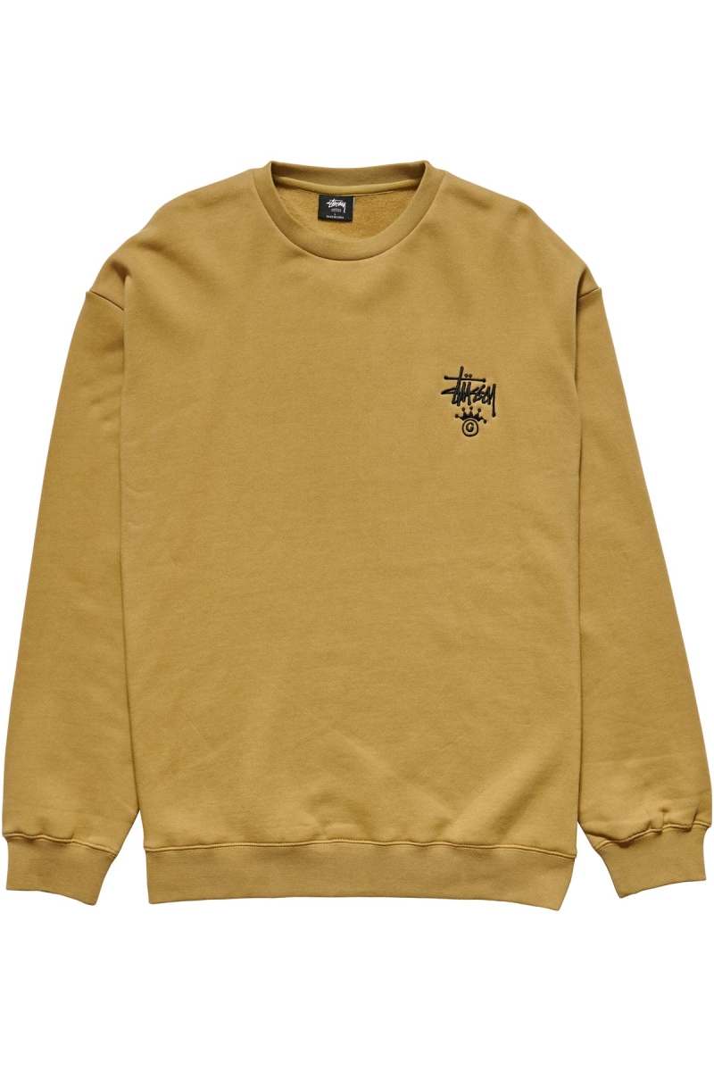 Brown Men\'s Stussy Copyright Crown Crew Sweaters | AU0000830