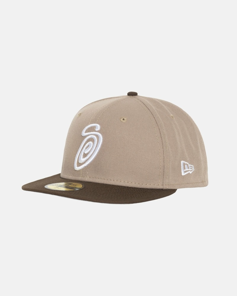 Brown Men's Stussy Curly S 59Fifty New Era Caps | AU0000429