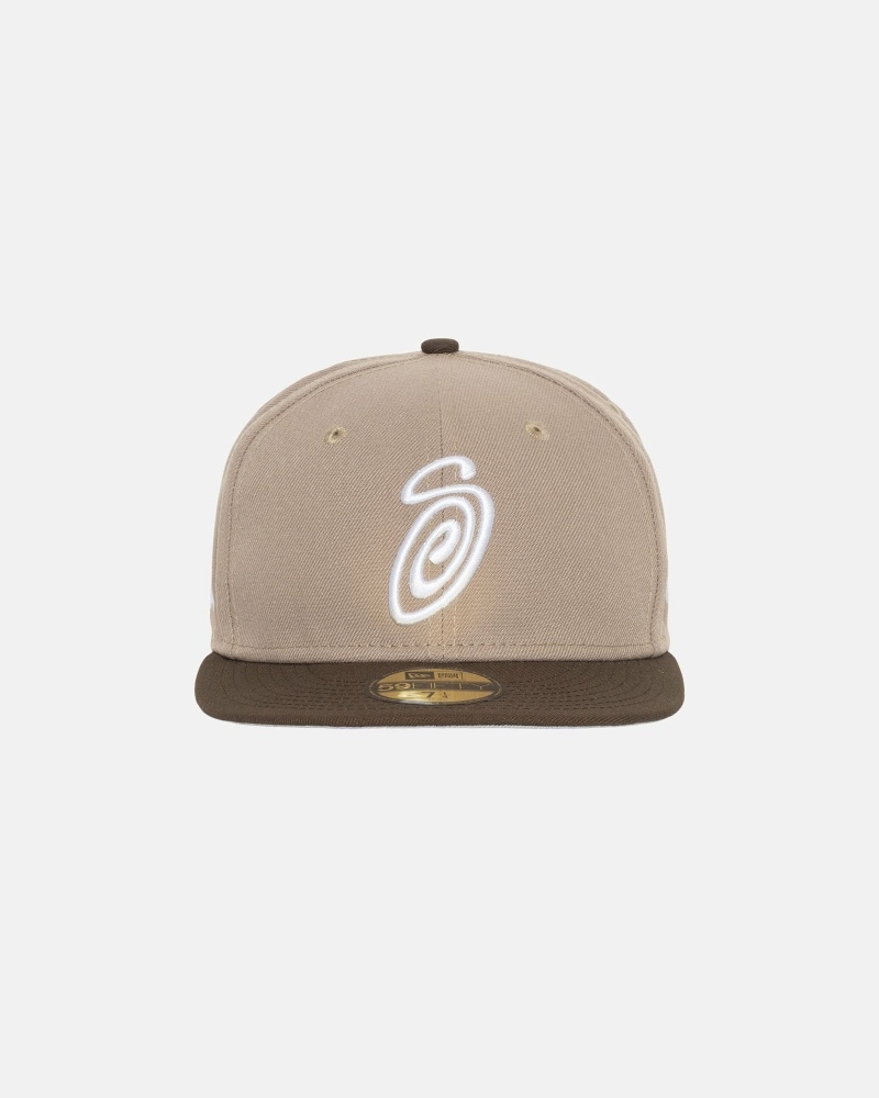 Brown Men\'s Stussy Curly S 59Fifty New Era Caps | AU0000429