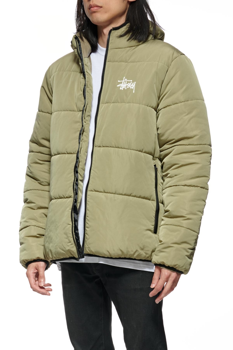 Brown Men's Stussy Graffiti Lightweight Puffa Jackets | AU0000343