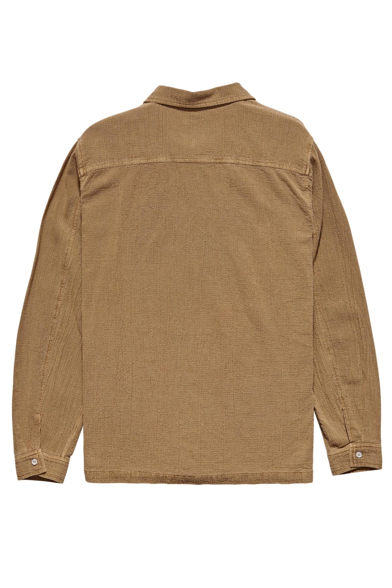 Brown Men's Stussy Grid Seersucker LS Shirts | AU0000308