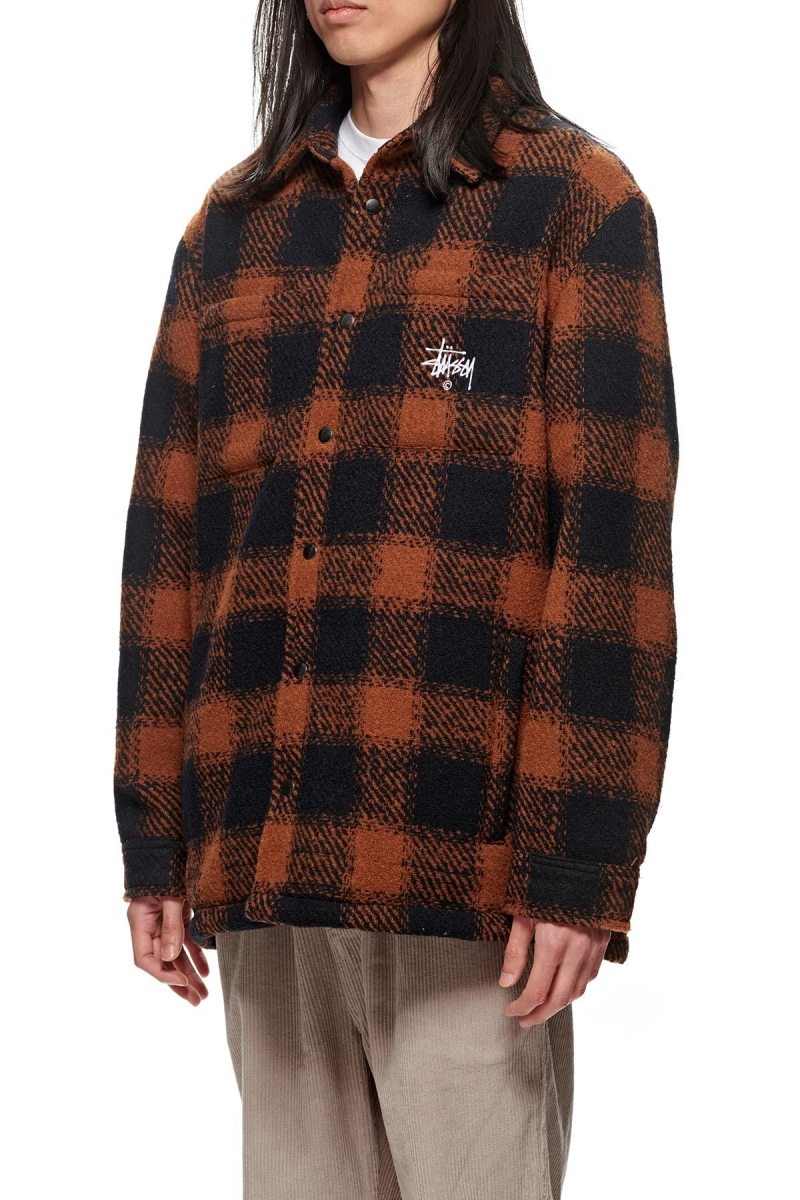 Brown Men's Stussy Kyneton Check Overshirt Jackets | AU0000350