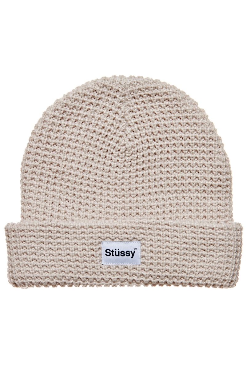 Brown Men\'s Stussy Trademark Waffle Beanie Hats | AU0000504