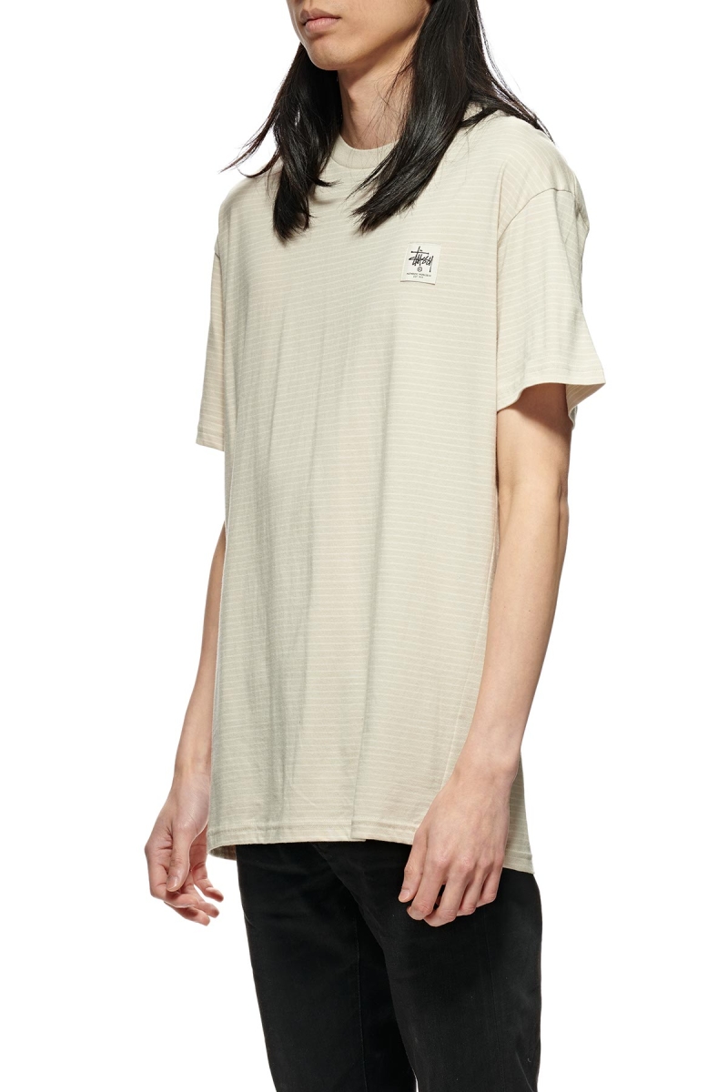 Brown Men's Stussy Work Stripe SS T Shirts | AU0000286