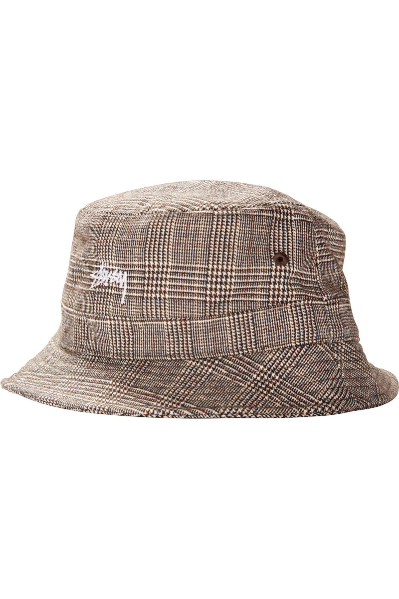 Brown Women\'s Stussy Glen Plaid Bucket Hats | AU0000436