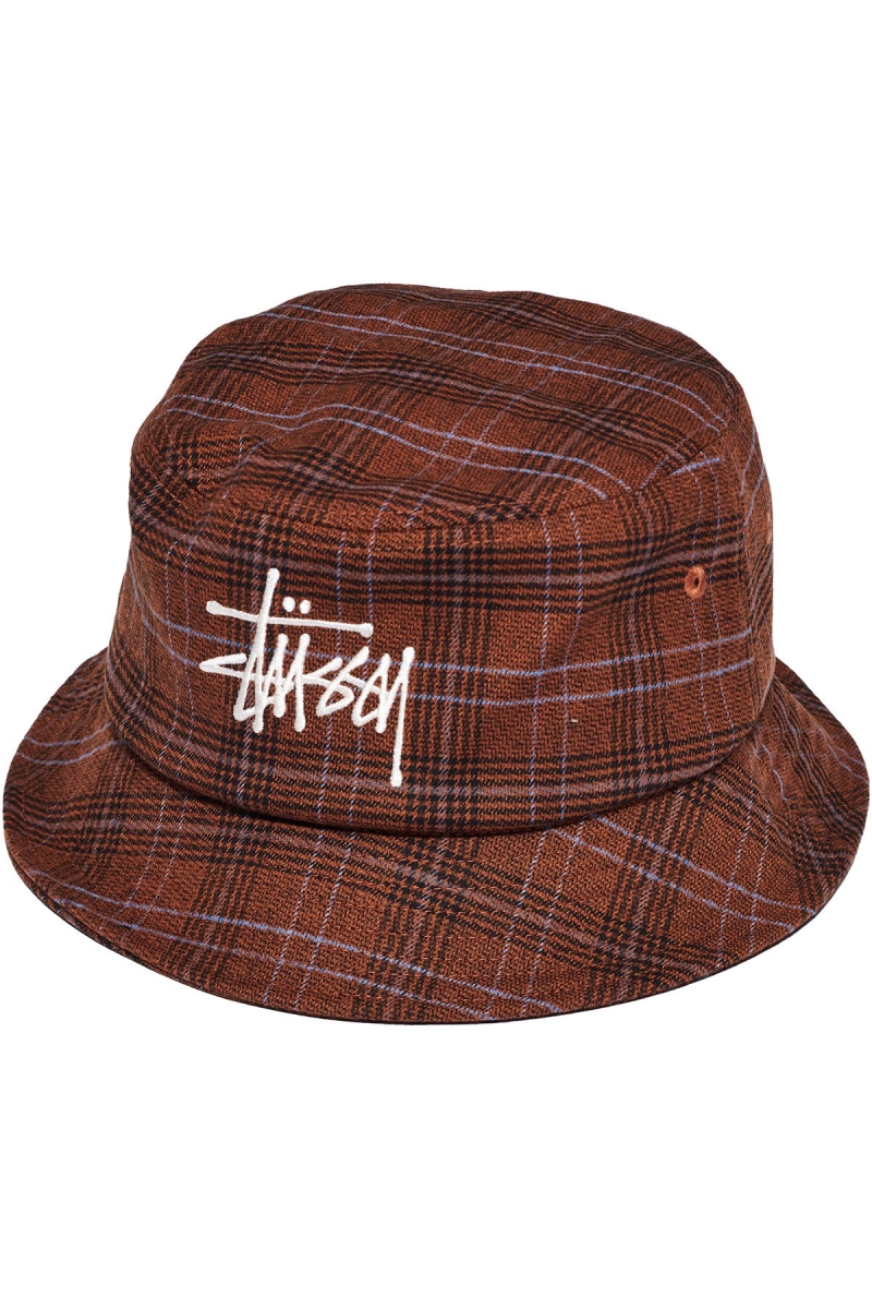 Brown Women\'s Stussy Graffiti Check Bucket Hats | AU0000439