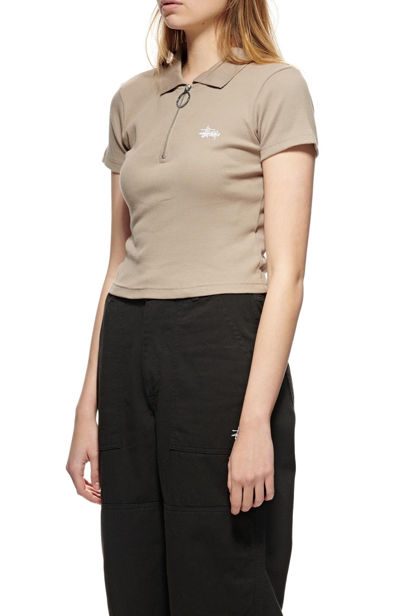 Brown Women's Stussy Monterey Rib Polo Shirts | AU0000327