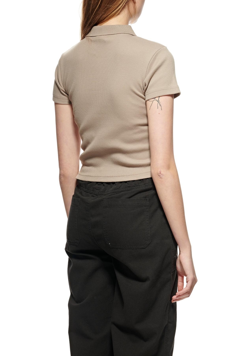 Brown Women's Stussy Monterey Rib Polo Shirts | AU0000327