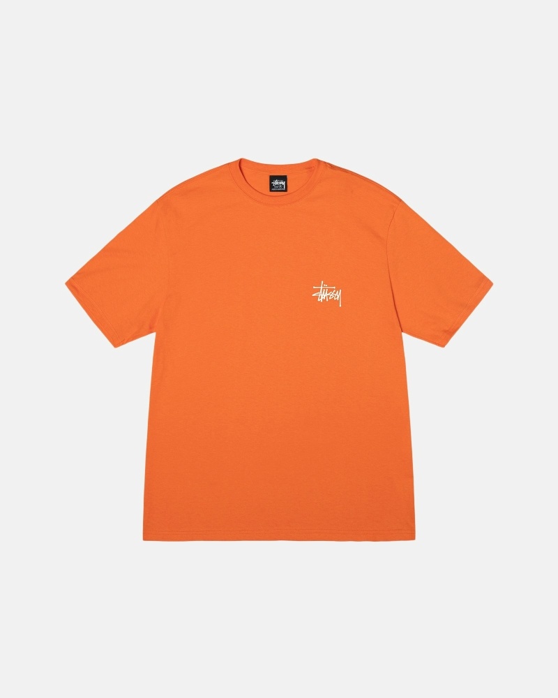 Coral Men's Stussy Basic T Shirts | AU0000110