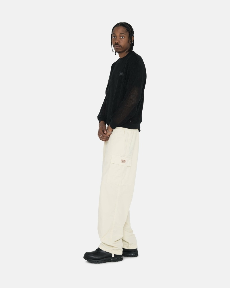 Cream Men's Stussy Ripstop Cargo Beach Pants | AU0000586