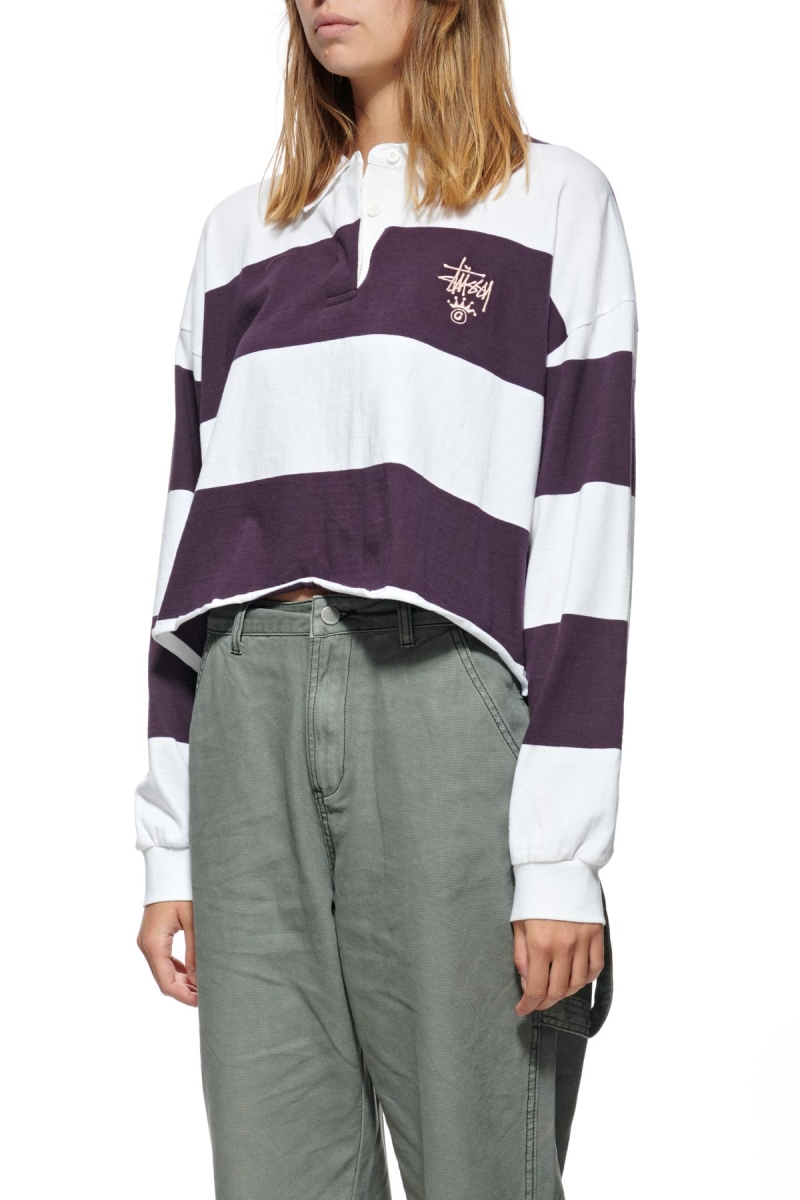 Dark Purple Women's Stussy Monaco Stripe Rugby Shirts | AU0000325