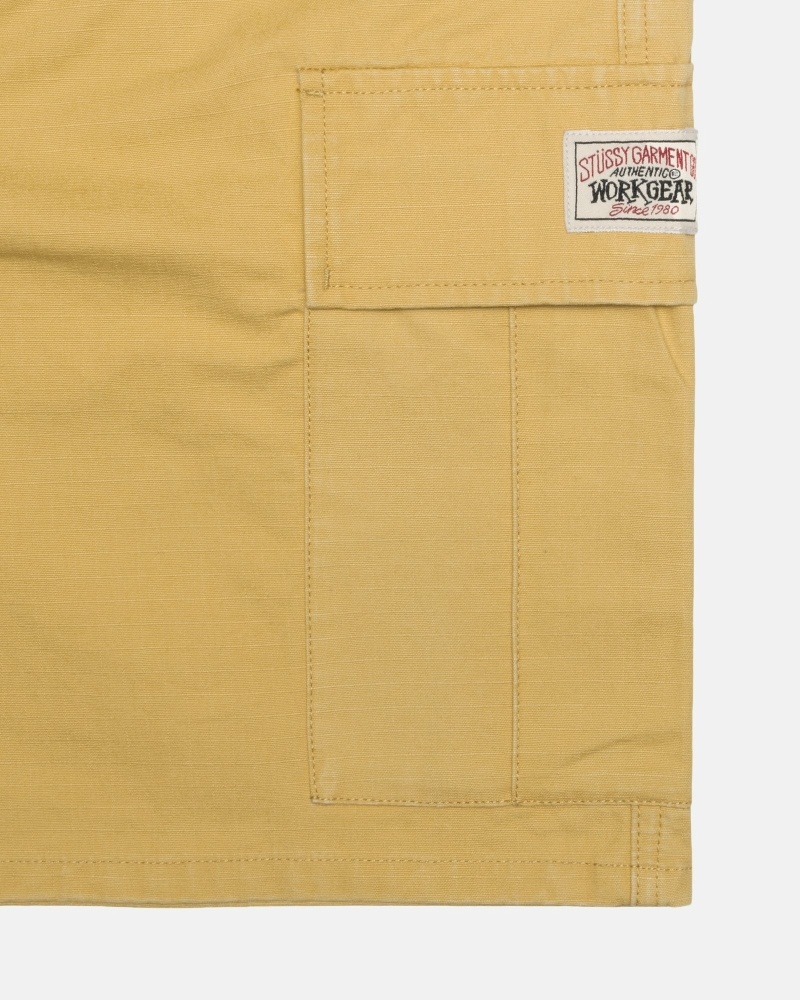 Dark Yellow Men's Stussy Ripstop Cargo Shorts | AU0000669