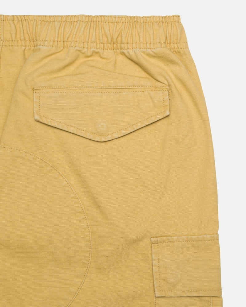 Dark Yellow Men's Stussy Ripstop Cargo Shorts | AU0000669