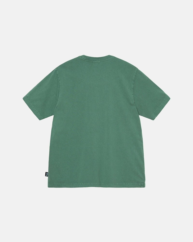 Deep Green Men's Stussy Heavyweight Pigment Dyed Crew T Shirts | AU0000200