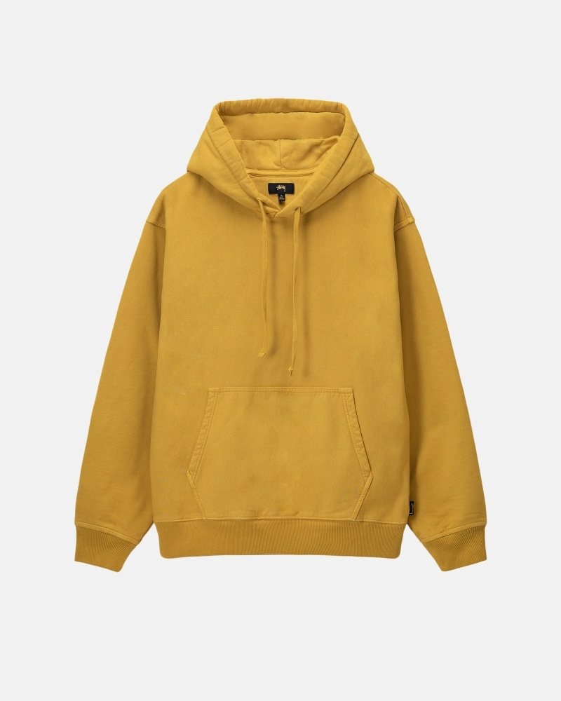 Gold Men\'s Stussy Pigment Dyed Fleece Hoodies | AU0000054