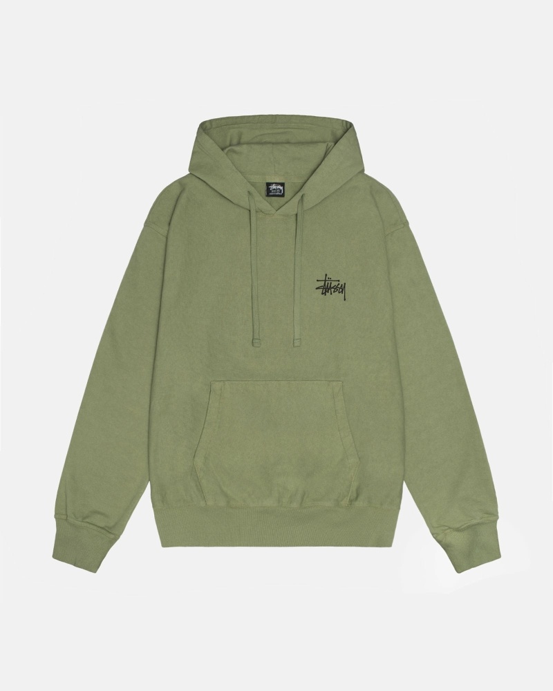 Green Men's Stussy Basic Pigment Dyed Hoodies | AU0000013