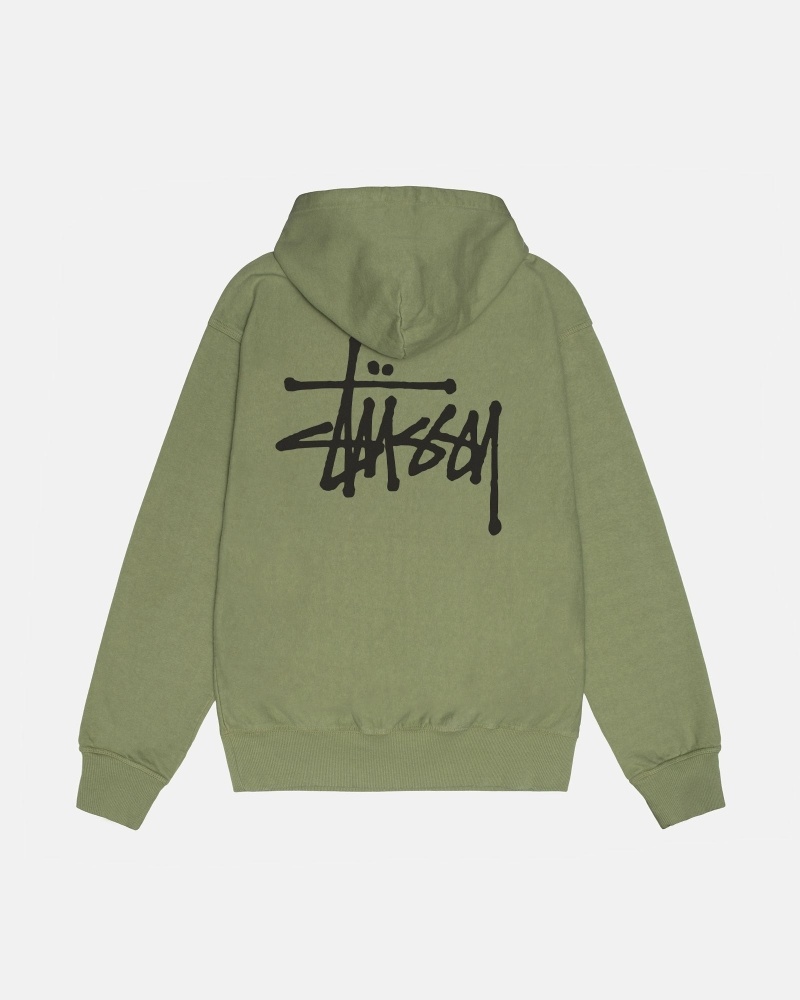 Green Men\'s Stussy Basic Pigment Dyed Hoodies | AU0000013