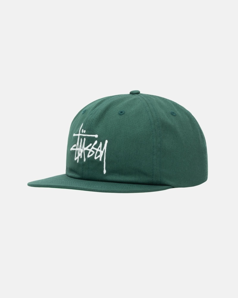 Green Men's Stussy Basic Strapback Caps | AU0000397