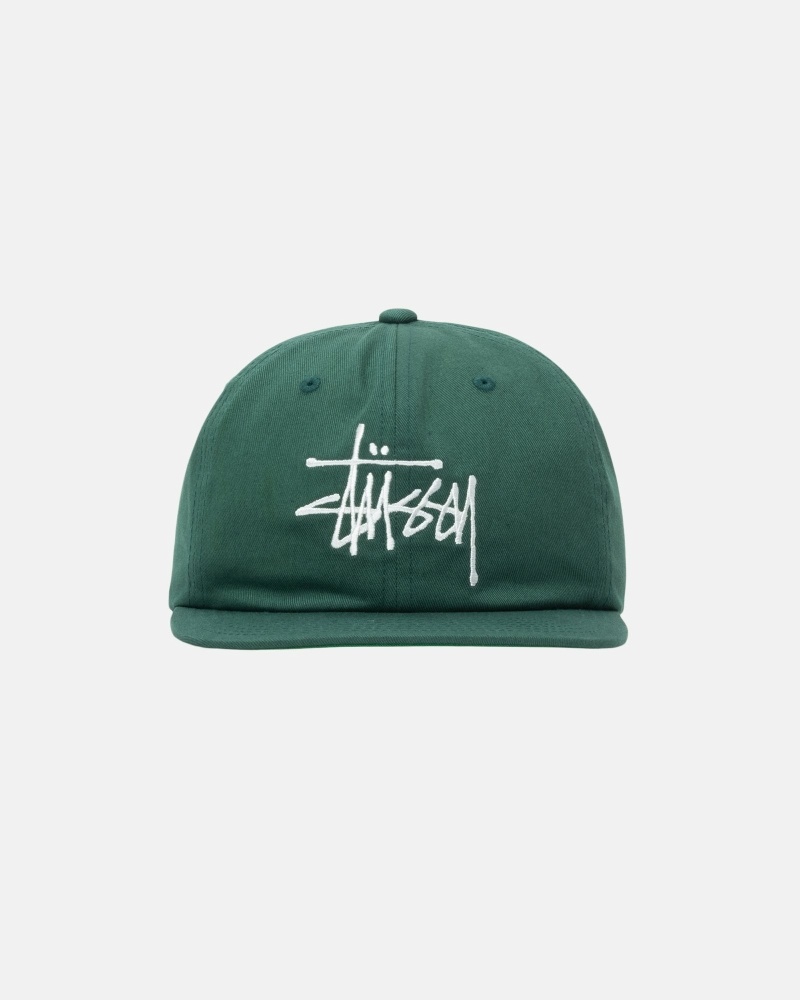 Green Men\'s Stussy Basic Strapback Caps | AU0000397