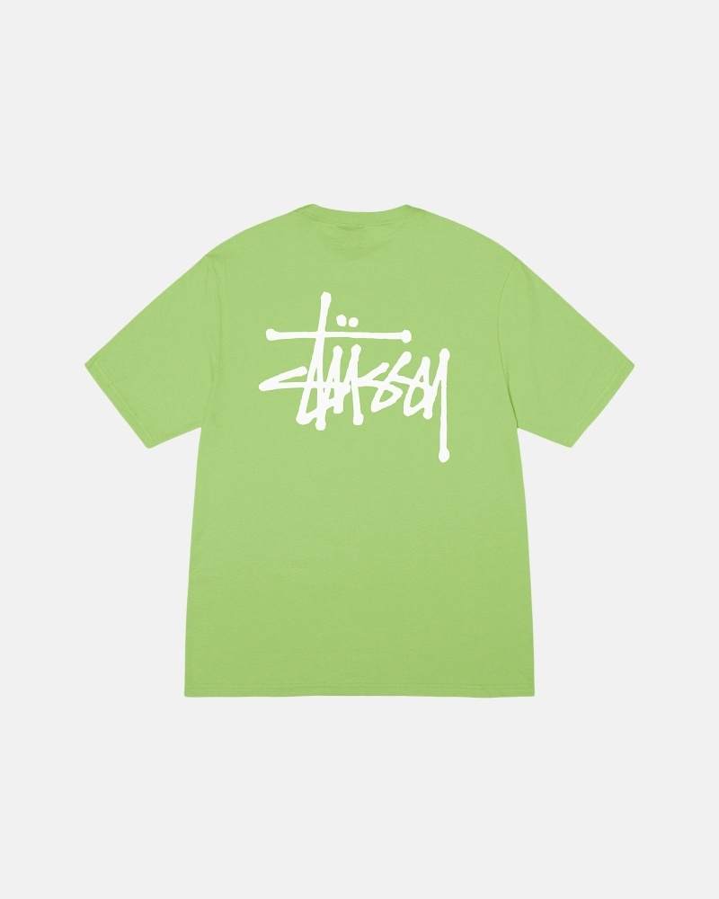 Green Men\'s Stussy Basic T Shirts | AU0000108