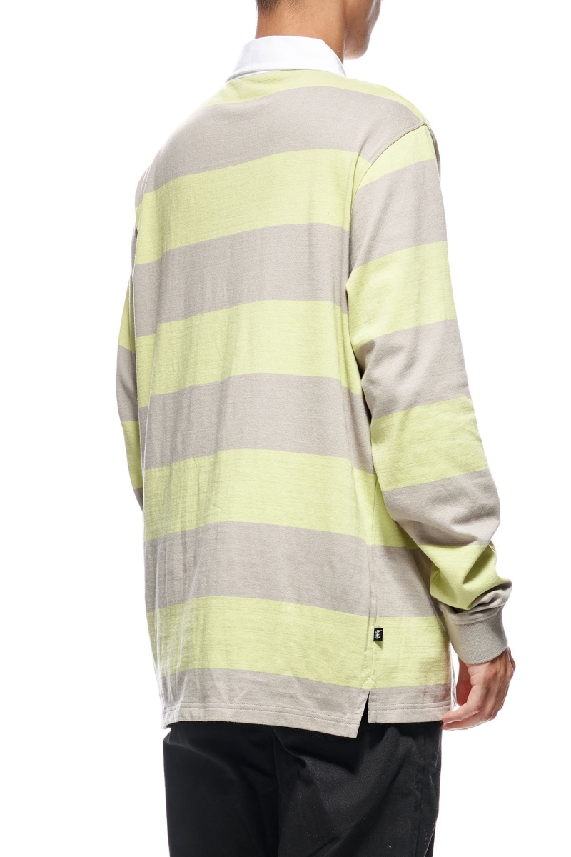 Green Men's Stussy Block Stripe LS Rugby Shirts | AU0000297