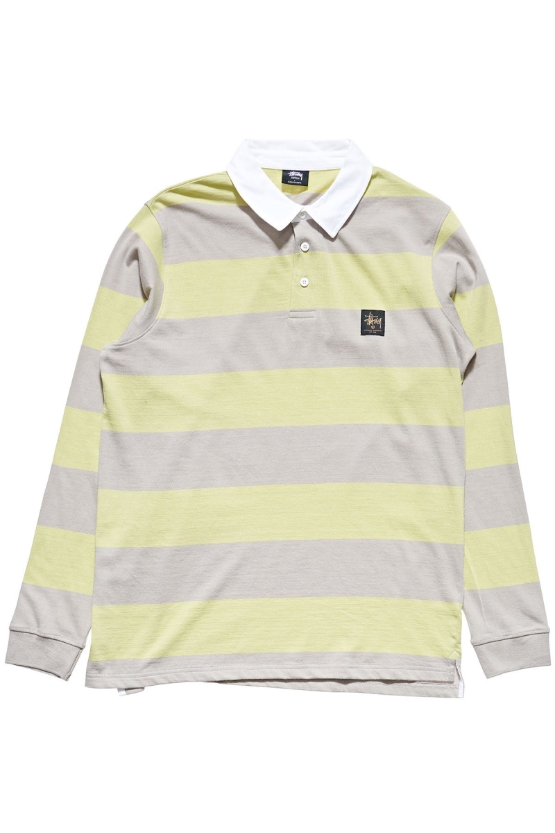 Green Men\'s Stussy Block Stripe LS Rugby Shirts | AU0000297