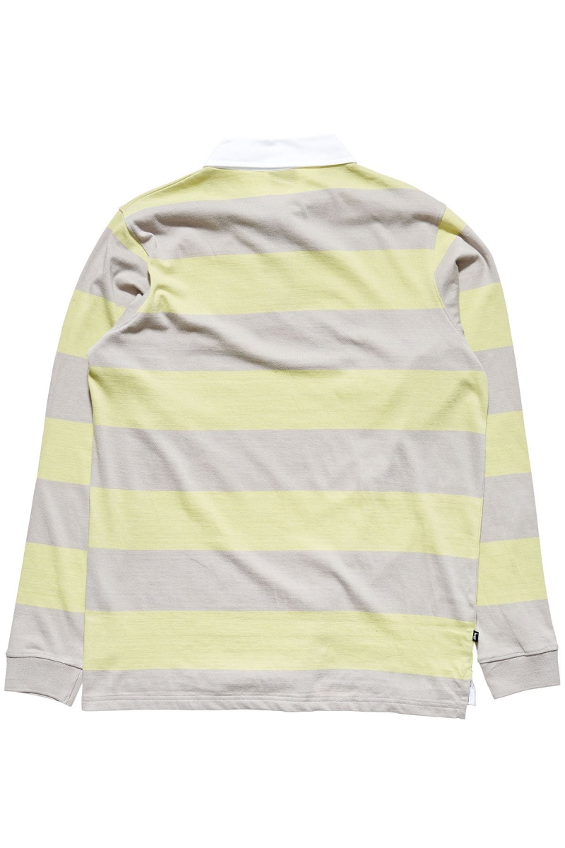 Green Men's Stussy Block Stripe LS Rugby Sweatshirts | AU0000893