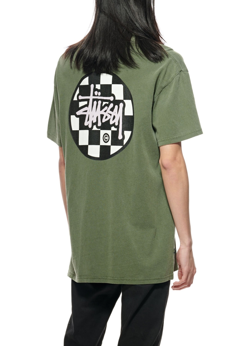 Green Men's Stussy Chequer Dot SS T Shirts | AU0000120