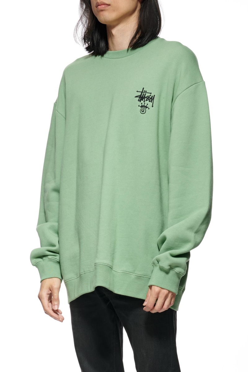 Green Men's Stussy Copyright Crown Crew Sweaters | AU0000827