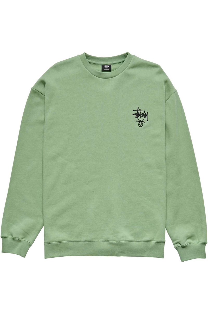 Green Men\'s Stussy Copyright Crown Crew Sweaters | AU0000827