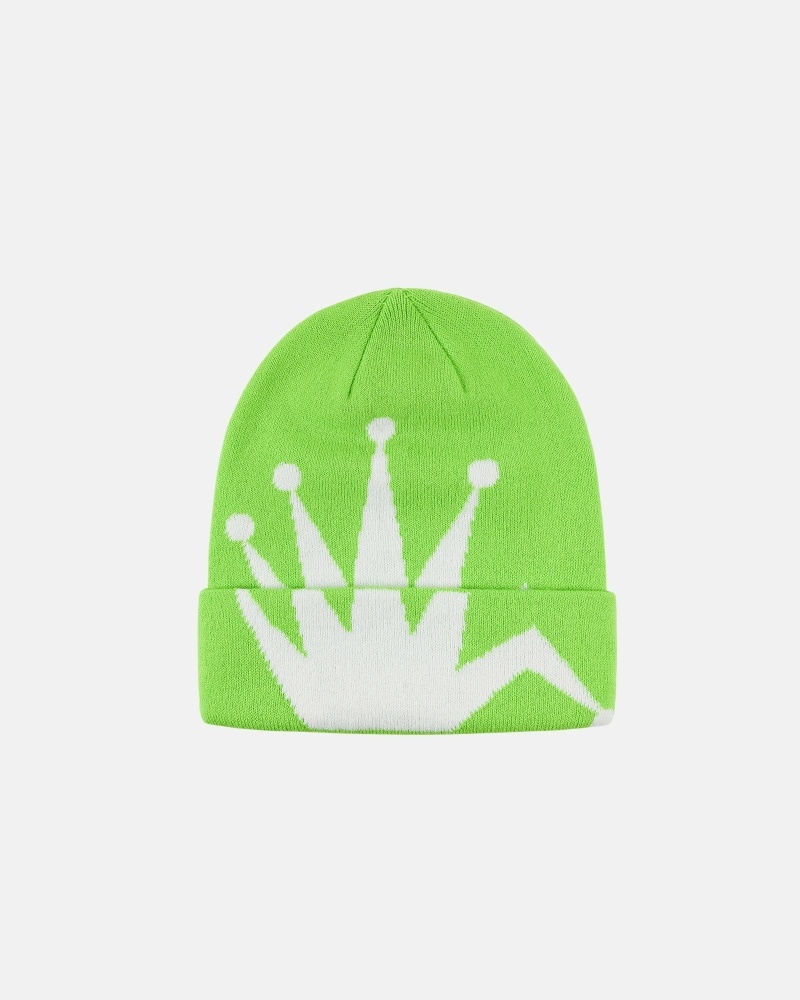 Green Men\'s Stussy Crown Jacquard Cuff Beanie | AU0000423