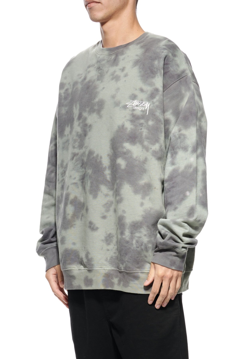 Green Men's Stussy Designs Tie Dye Crew Sweaters | AU0000834