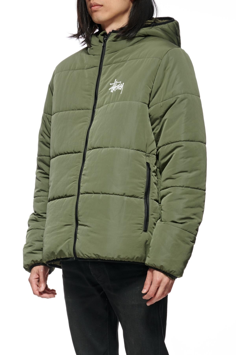 Green Men's Stussy Graffiti Lightweight Puffa Jackets | AU0000341