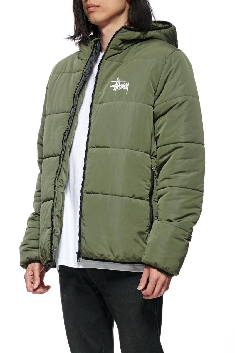 Green Men's Stussy Graffiti Lightweight Puffa Jackets | AU0000341