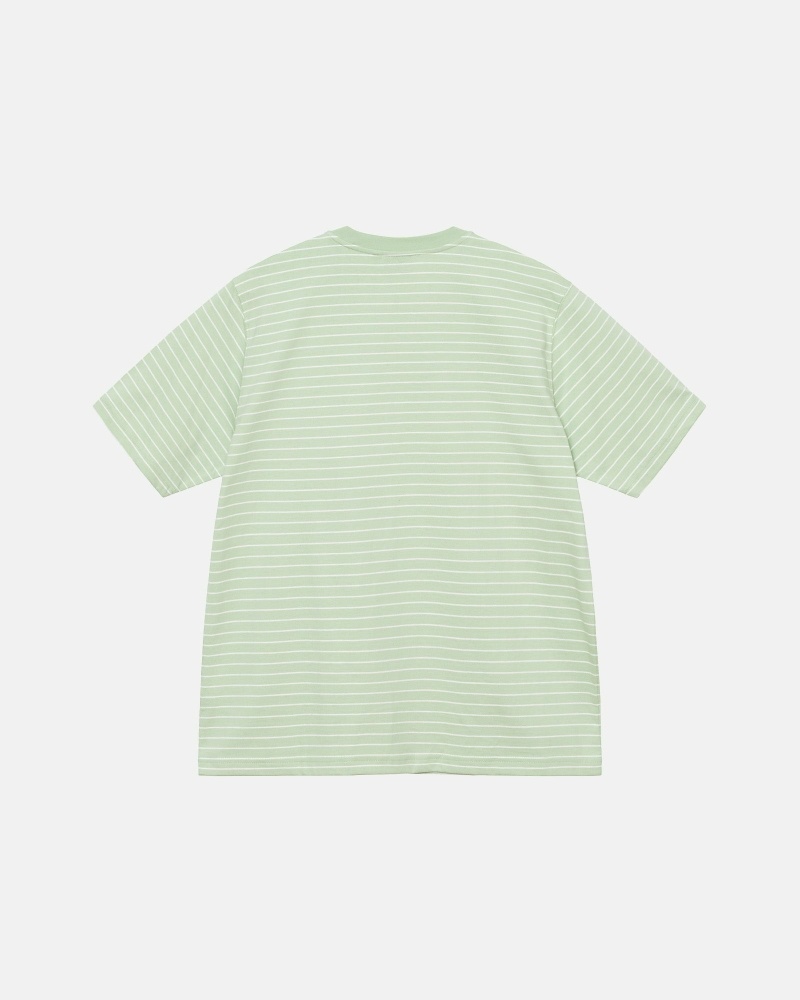 Green Men's Stussy Pin Striped Ss Crew T Shirts | AU0000254