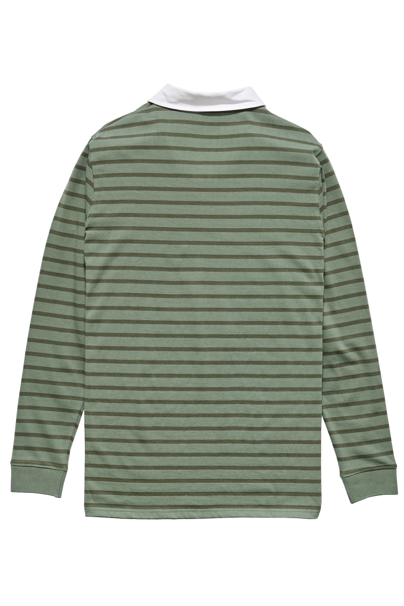 Green Men's Stussy Plain Stripe LS Rugby Shirts | AU0000331