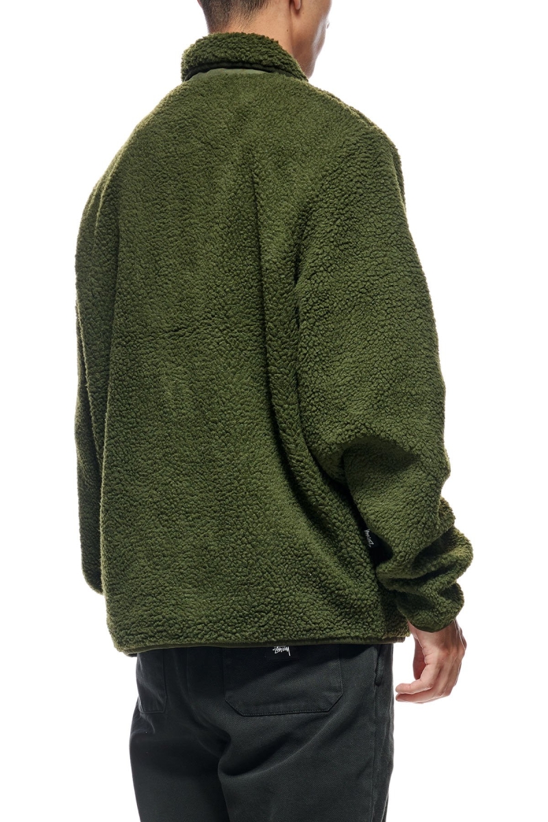 Green Men's Stussy Sherpa Button Down Jackets | AU0000358