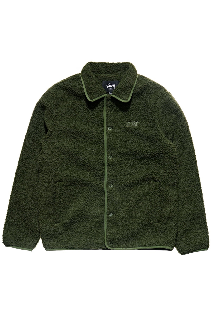 Green Men\'s Stussy Sherpa Button Down Jackets | AU0000358