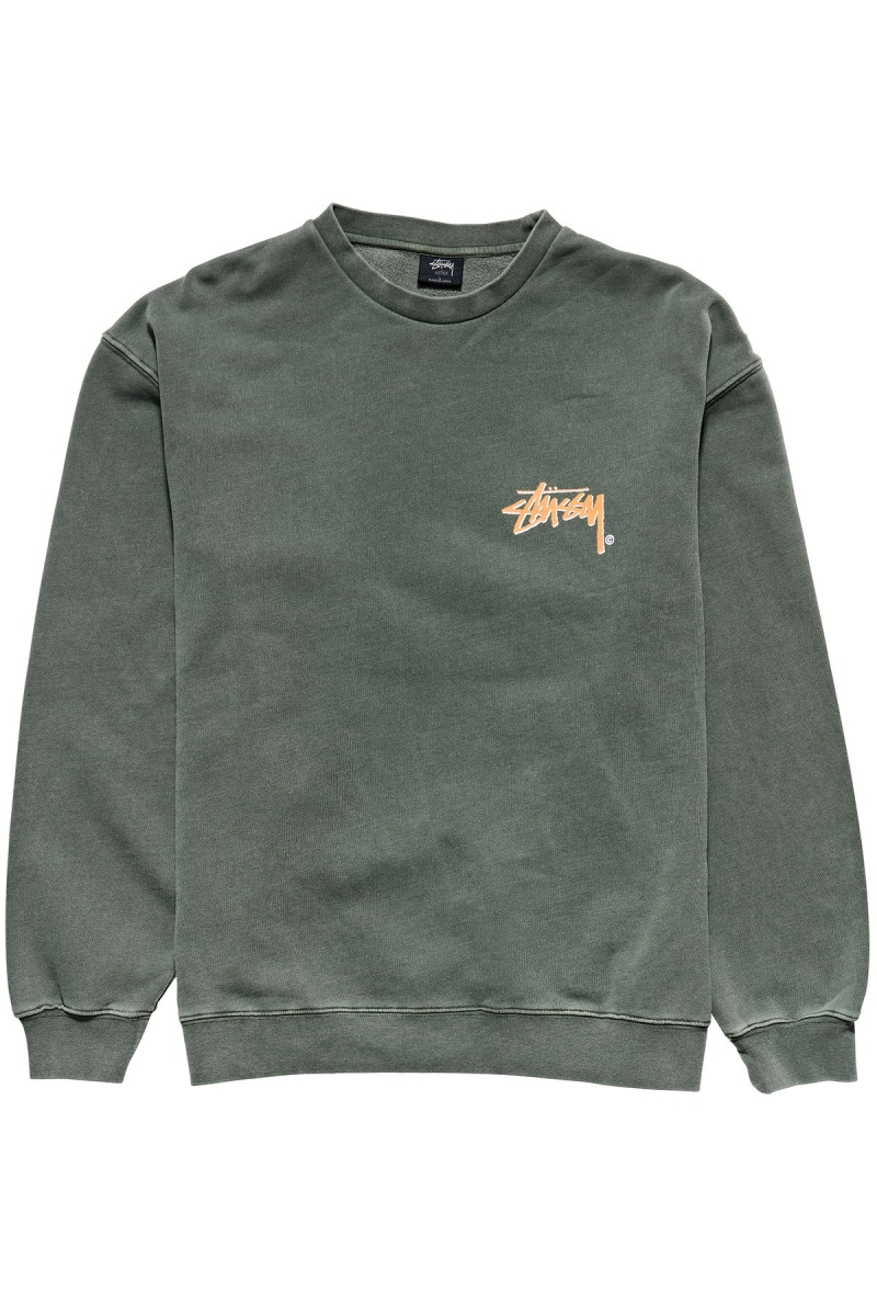 Green Men\'s Stussy Stock Shadow Crew Sweaters | AU0000854